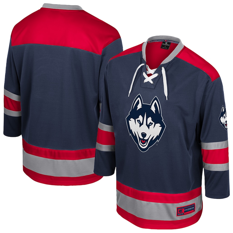 Men's Colosseum  Navy UConn Huskies Athletic Machine Fashion Hockey Jersey - Jersey