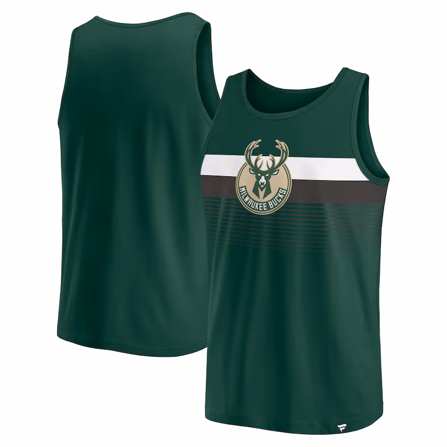 Men's Milwaukee Bucks Fanatics Hunter Green Wild Game Tank Top - Jersey