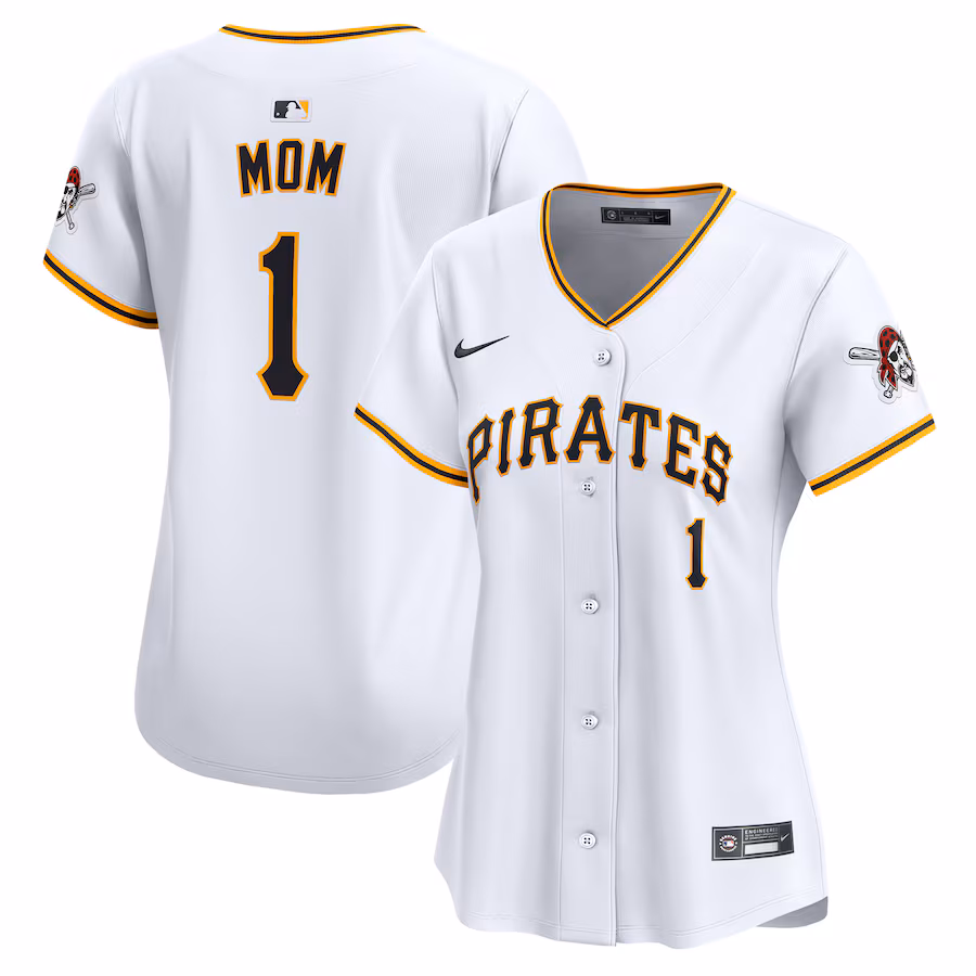 Women's Pittsburgh Pirates Nike White #1 Mom Home Limited Jersey - Jersey