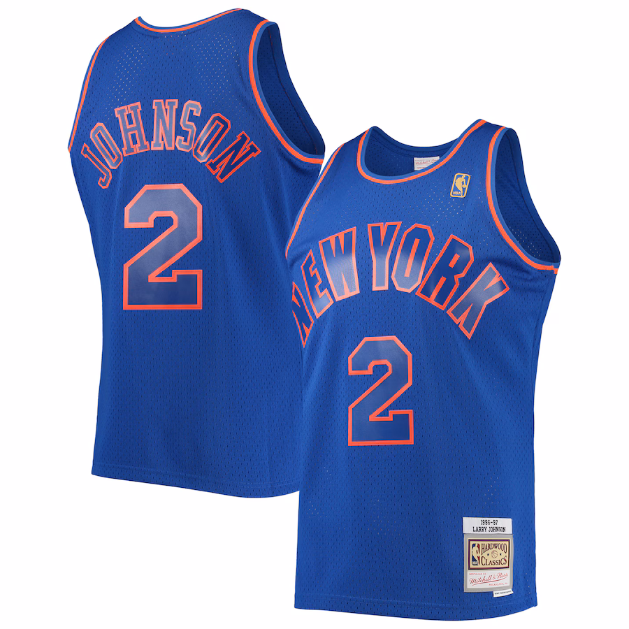 Men's New York Knicks Larry Johnson Mitchell & Ness Blue 1996/97 Hardwood Classics Swingman Jersey - Jersey