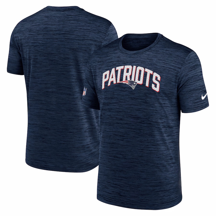 Men's New England Patriots Nike Navy Sideline Velocity Athletic Stack Performance T-Shirt - Jersey