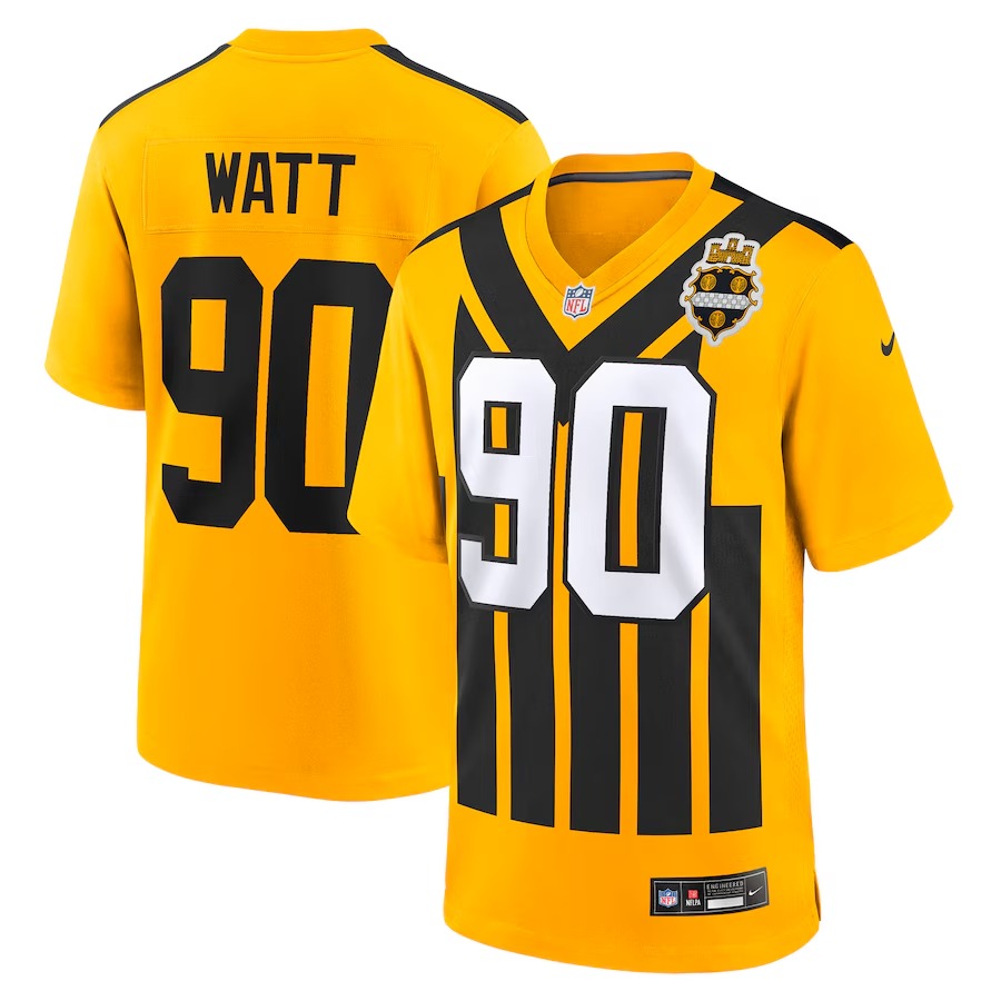 Men's Pittsburgh Steelers T.J. Watt Nike Gold Alternate 1933 Throwback Game Jersey - Jersey