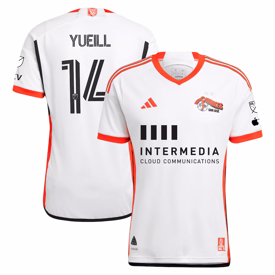 Men's San Jose Earthquakes Jackson Yueill adidas White 2024 The 50 Kit Authentic Player Jersey - Jersey