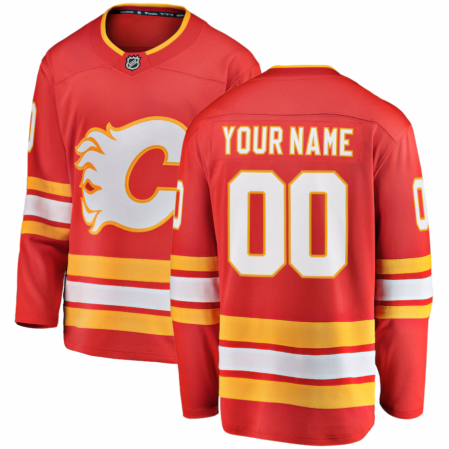 Men's Calgary Flames Fanatics Red Home Breakaway Custom Jersey - Jersey