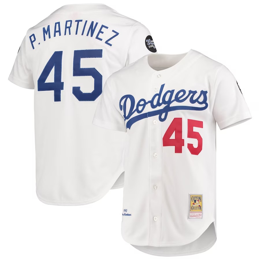 Men's Los Angeles Dodgers Pedro Martinez Mitchell & Ness White 1993 Cooperstown Collection Home Authentic Jersey - Jersey