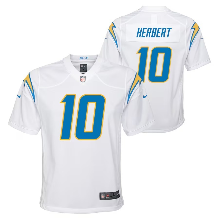 Youth Los Angeles Chargers Justin Herbert Nike White Game Jersey - Jersey