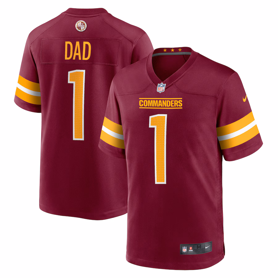 Men's Washington Commanders Number 1 Dad Nike Burgundy Game Jersey - Jersey