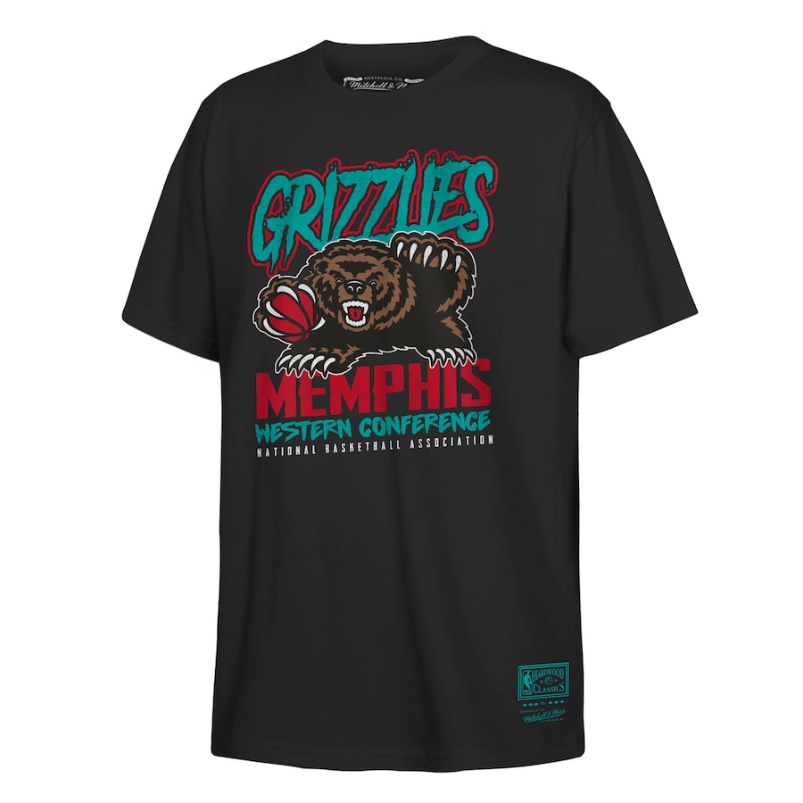 Youth Memphis Grizzlies Mitchell & Ness Black Retro Mascot Script T-Shirt - Jersey