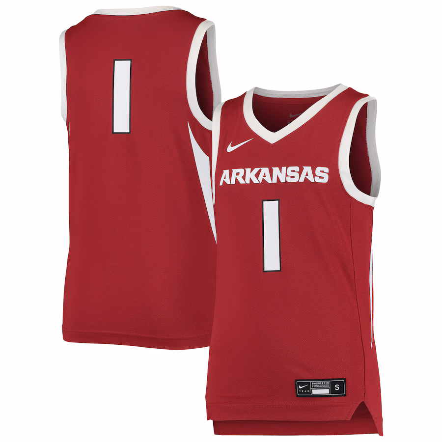 #1 Arkansas Razorbacks Nike Youth Team Replica Basketball Jersey - Cardinal - Jersey