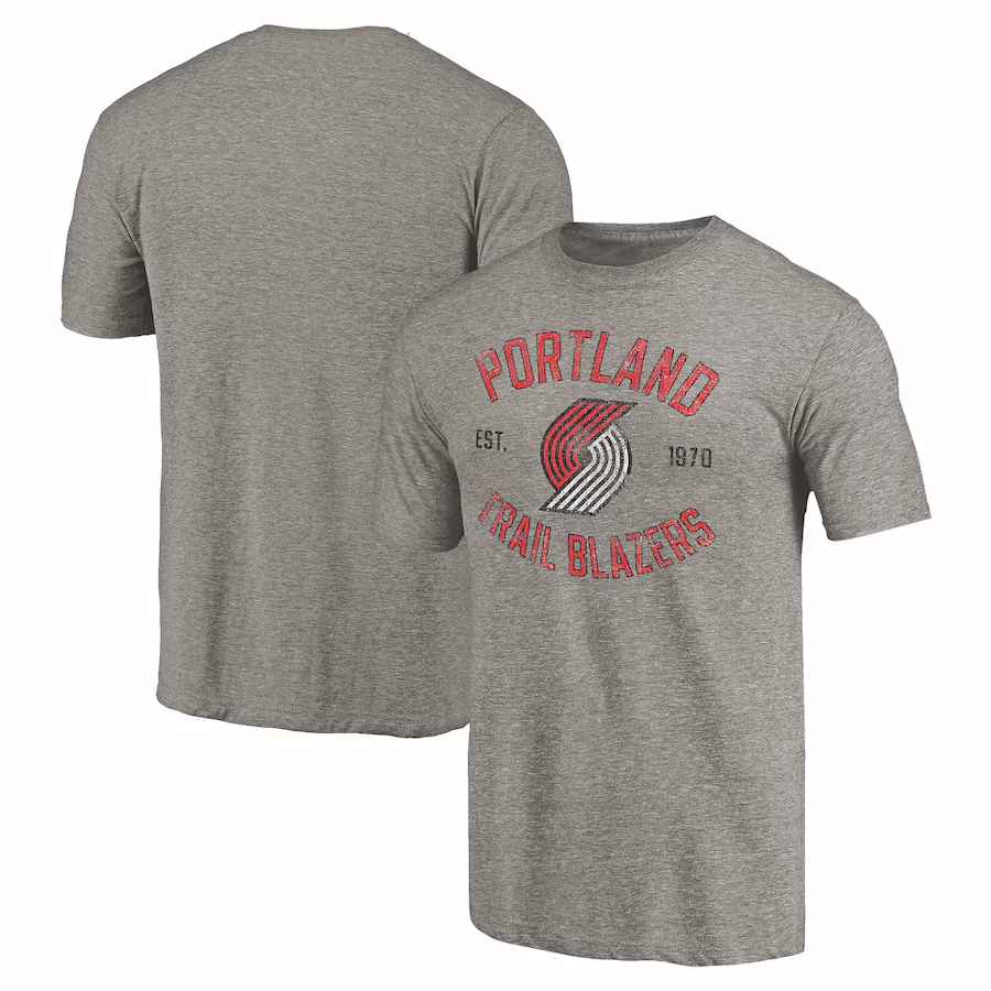 Men's Portland Trail Blazers Gray Team Heritage Tri-Blend T-Shirt - Jersey