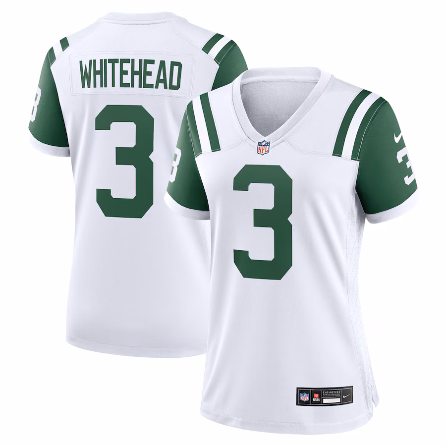 Women's New York Jets Jordan Whitehead Nike White Classic Alternate Player Game Jersey - Jersey