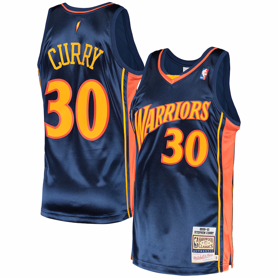 Men's Golden State Warriors Stephen Curry Mitchell & Ness Navy 2009/10 Hardwood Classics Authentic Jersey - Jersey