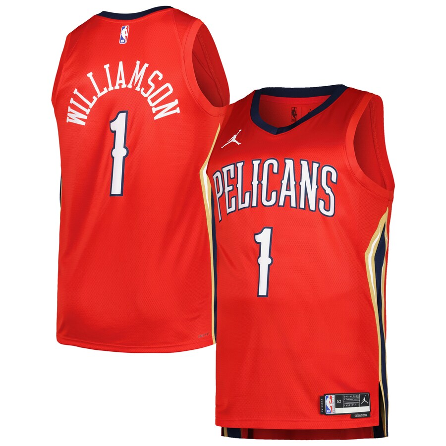 Men's New Orleans Pelicans Zion Williamson Jordan Brand Red Swingman Player Jersey - Statement Edition - Jersey
