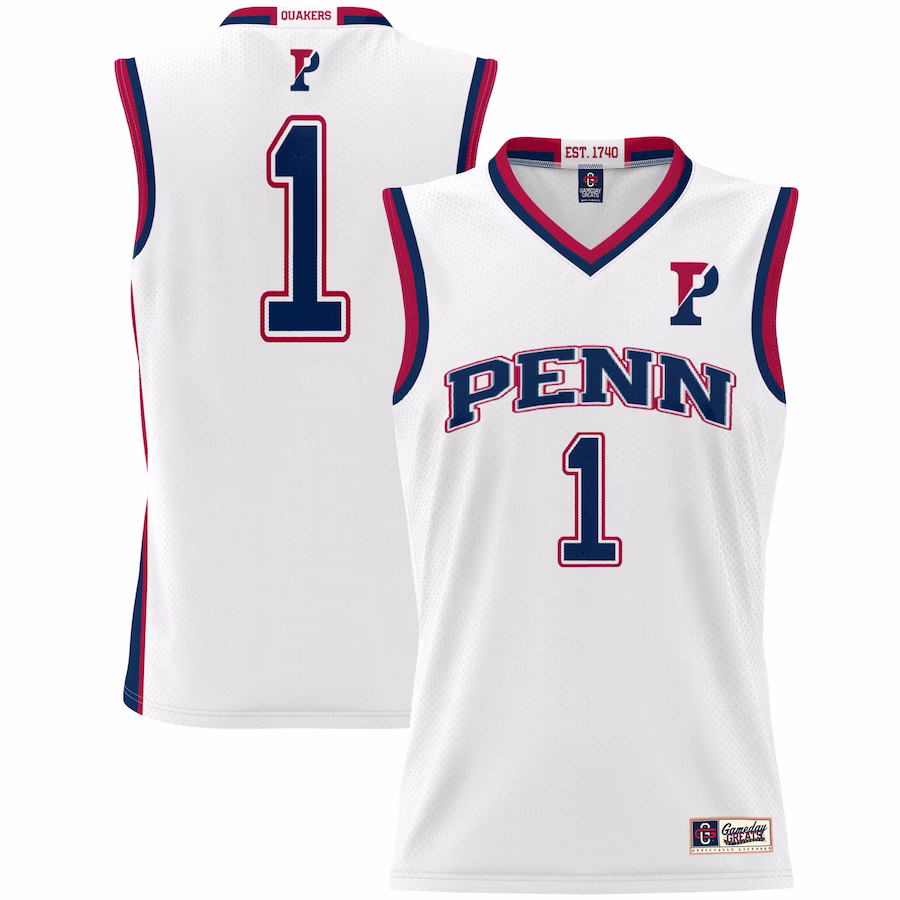 #1 Pennsylvania Quakers GameDay Greats Youth Lightweight Basketball Jersey - White - Jersey