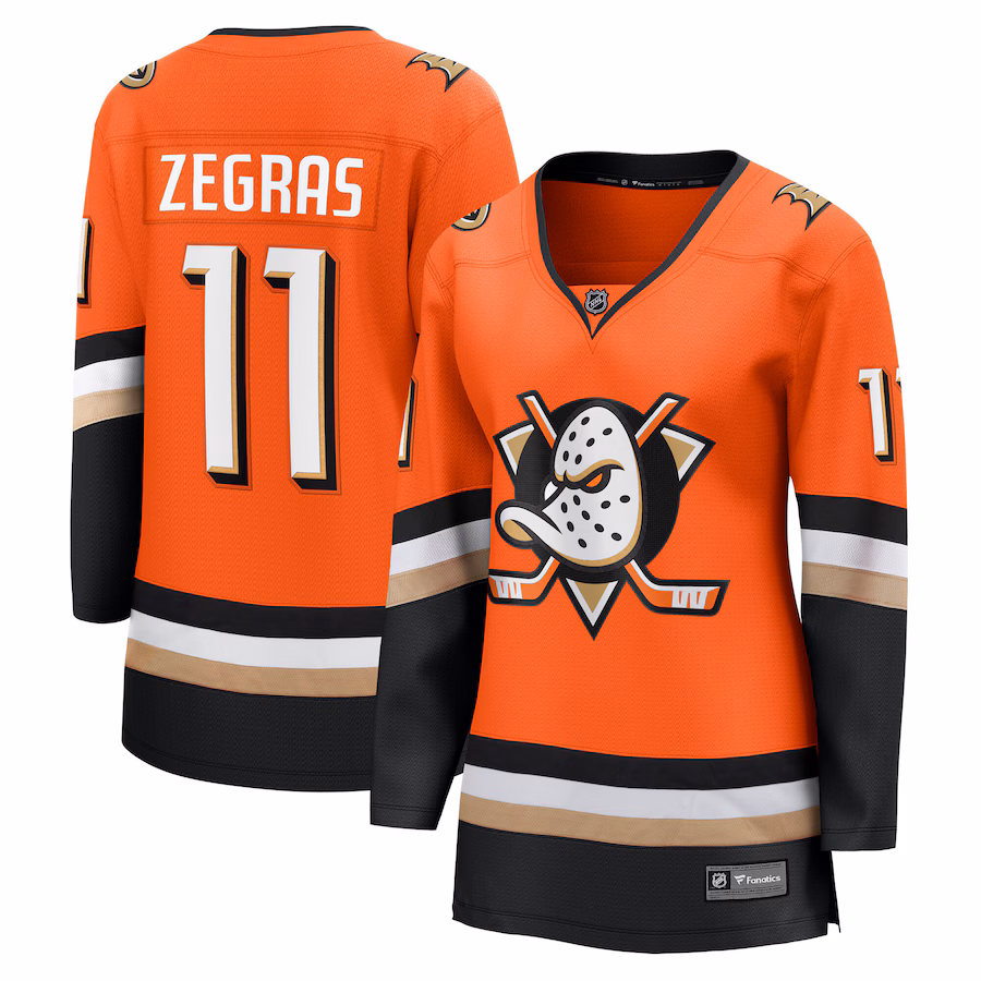 Women's Anaheim Ducks Trevor Zegras Fanatics Orange Home Premier Breakaway Player Jersey - Jersey