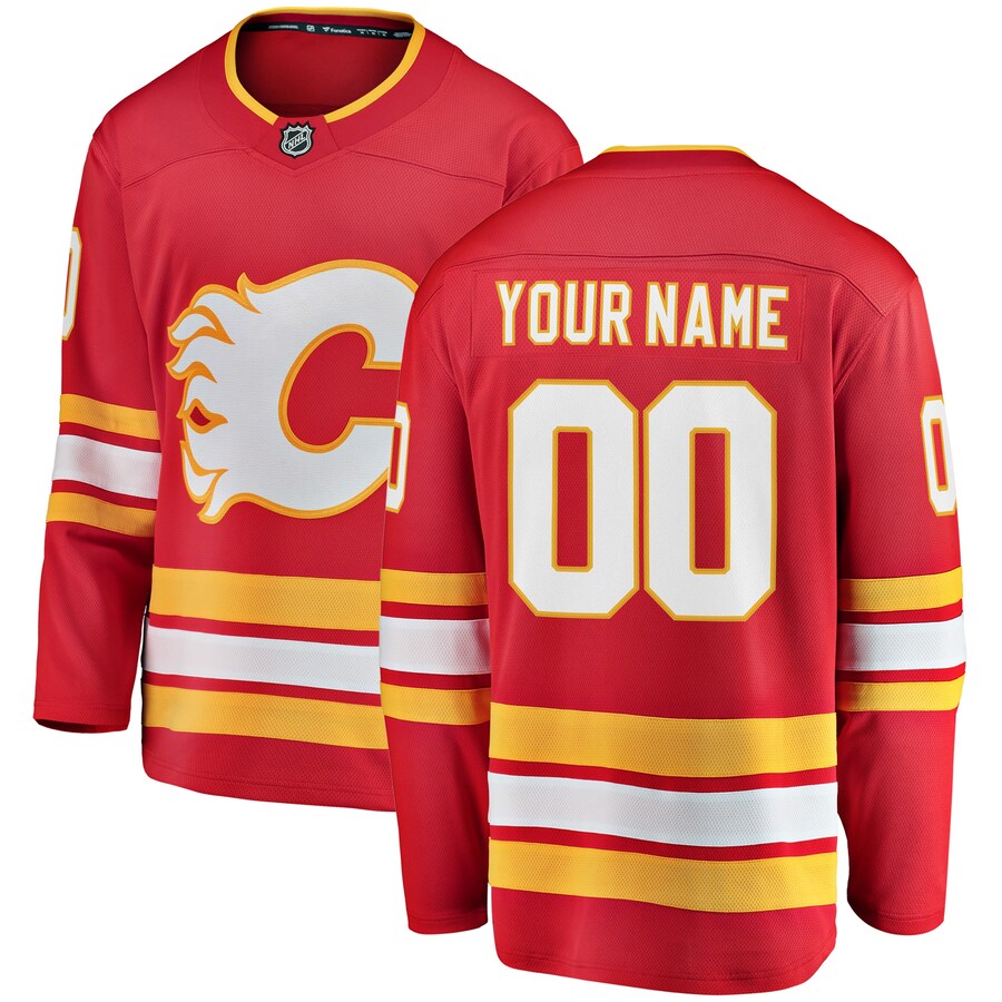 Men's Calgary Flames Fanatics Branded Red Home Breakaway Custom Jersey - Jersey