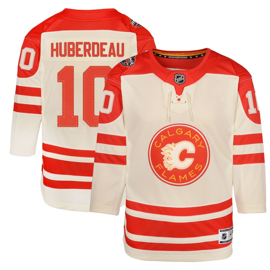 Youth Calgary Flames Jonathan Huberdeau Cream 2023 NHL Heritage Classic Premier Player Jersey - Jersey