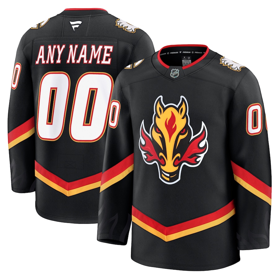 Men's Calgary Flames Fanatics Black Alternate Premium Custom Jersey - Jersey
