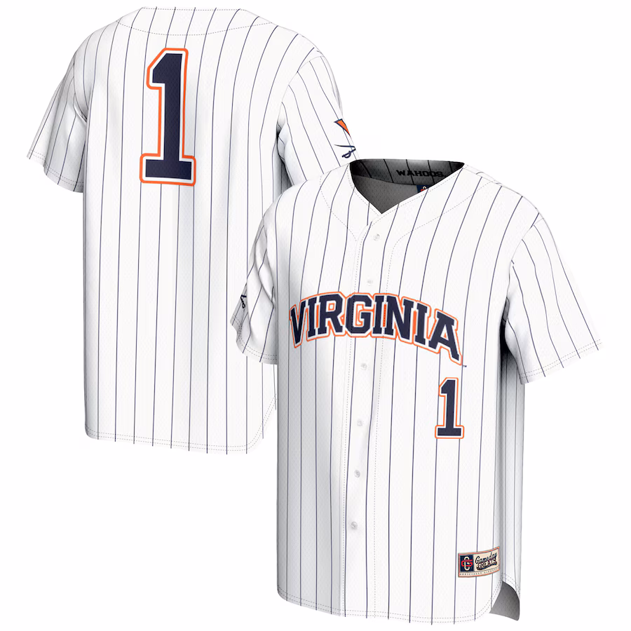 Youth GameDay Greats #1 White Virginia Cavaliers Lightweight Baseball Jersey - Jersey