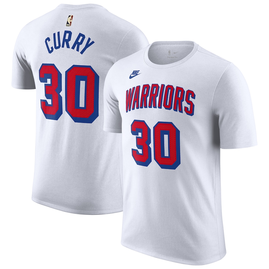 Men's Golden State Warriors Stephen Curry Nike White Classic Edition Name & Number T-Shirt - Jersey