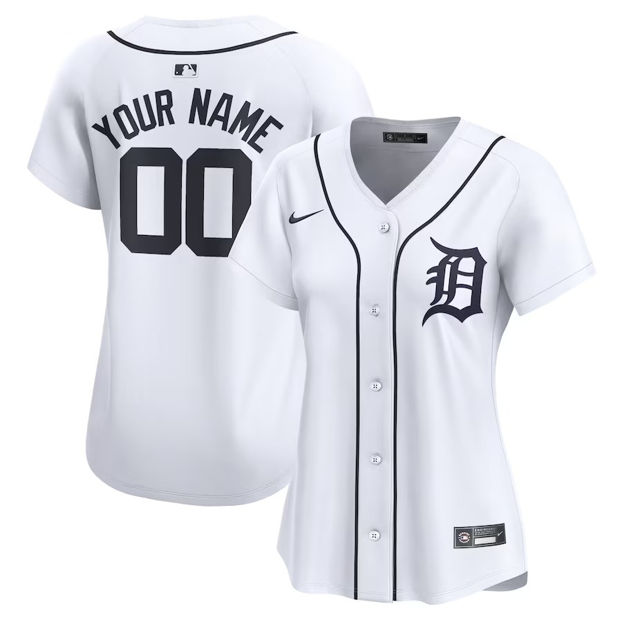 Women's Detroit Tigers Nike White Home Limited Custom Jersey - Jersey