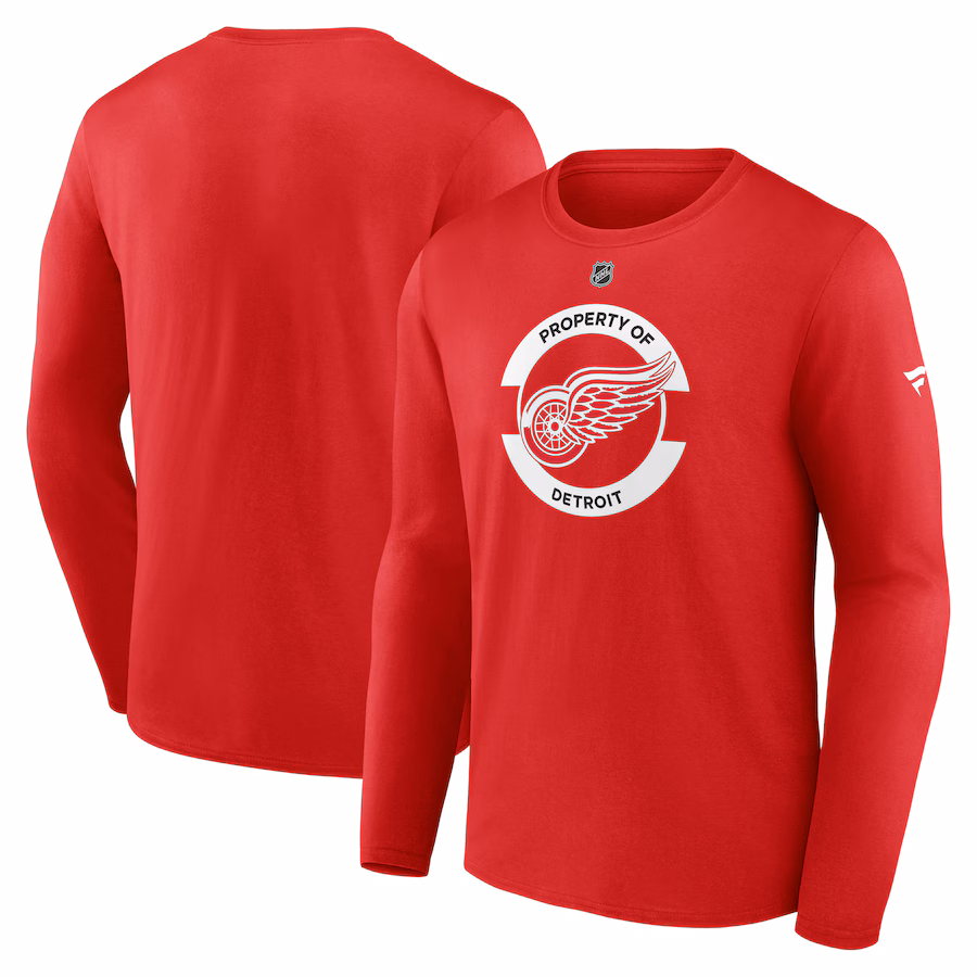 Men's Detroit Red Wings Fanatics Red Authentic Pro Core Secondary Long Sleeve T-Shirt - Jersey