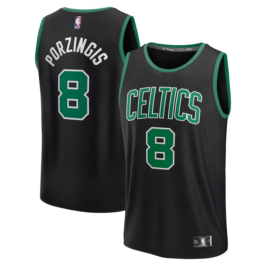 Men's Boston Celtics Kristaps Porzingis Fanatics Black Fast Break Replica Player Jersey - Statement Edition - Jersey