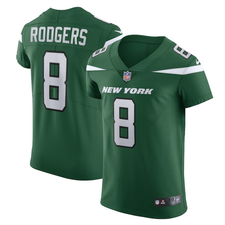 Men's New York Jets Aaron Rodgers Nike Gotham Green Alternate Vapor F.U.S.E. Elite Jersey - Jersey
