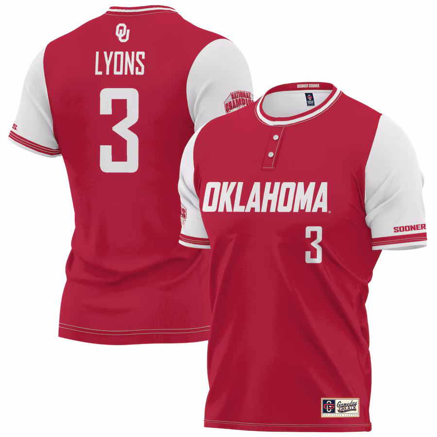 Grace Lyons Oklahoma Sooners GameDay Greats Unisex 2023 NCAA Softball Women's College World Series Champions NIL Lightweight Replica Player Jersey - Crimson - Jersey