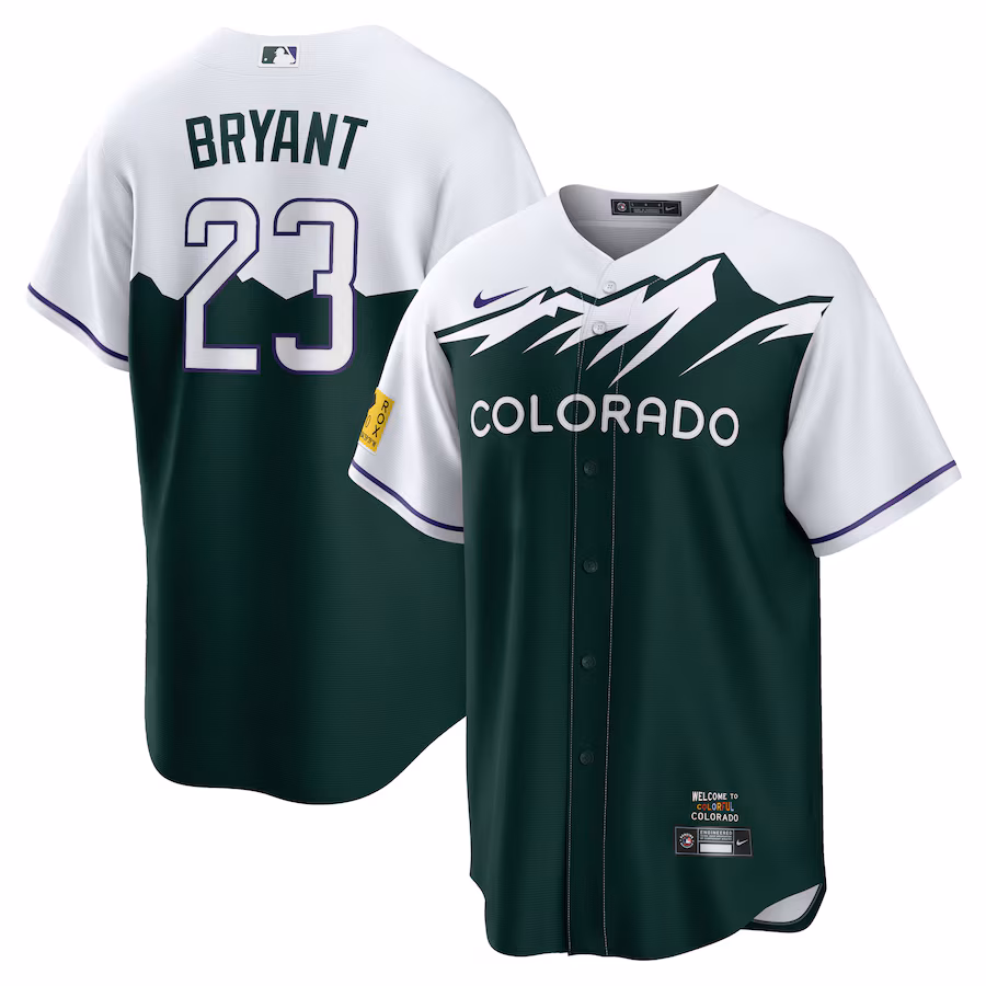 Men's Colorado Rockies Kris Bryant Nike White/Forest Green 2022 City Connect Replica Player Jersey - Jersey