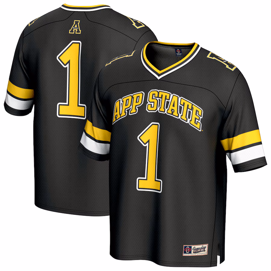 Unisex GameDay Greats #1 Black Appalachian State Mountaineers Lightweight Collegiate Football Fashion Jersey - Jersey