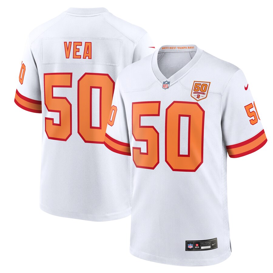 Men's '76 Tampa Bay Buccaneers Vita Vea Nike White 50th Season Game Jersey - Jersey