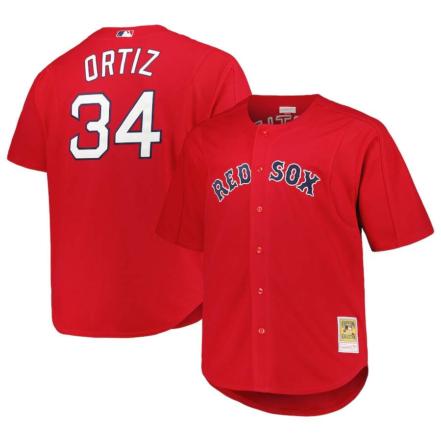 Men's Boston Red Sox David Ortiz Mitchell & Ness Red Big & Tall Cooperstown Collection Batting Practice Replica Jersey - Jersey