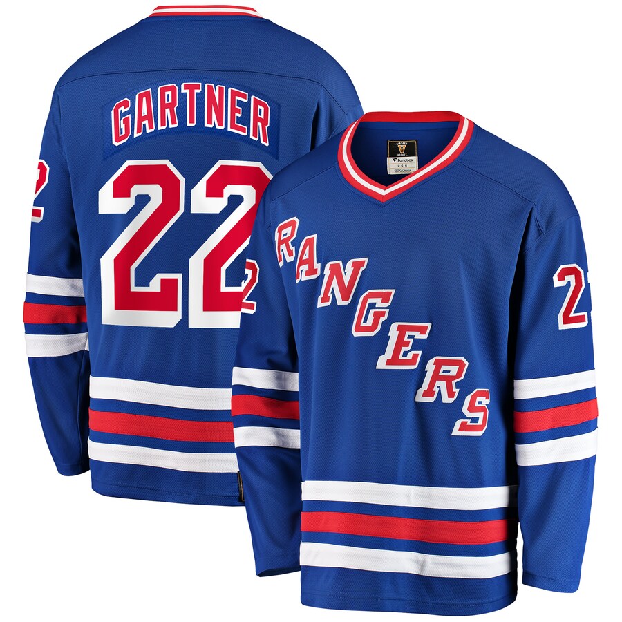Men's New York Rangers Mike Gartner Fanatics Branded Blue Premier Breakaway Retired Player Jersey - Jersey