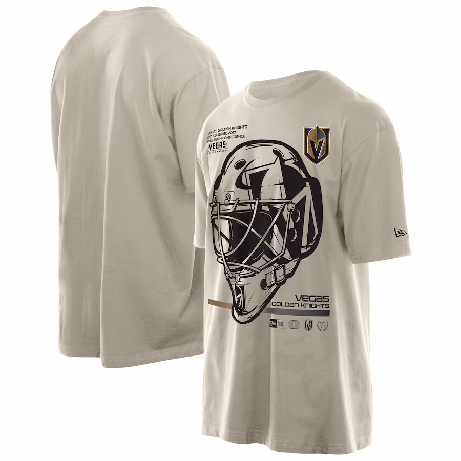 Men's Vegas Golden Knights New Era Tan Goalie Mask T-Shirt - Jersey