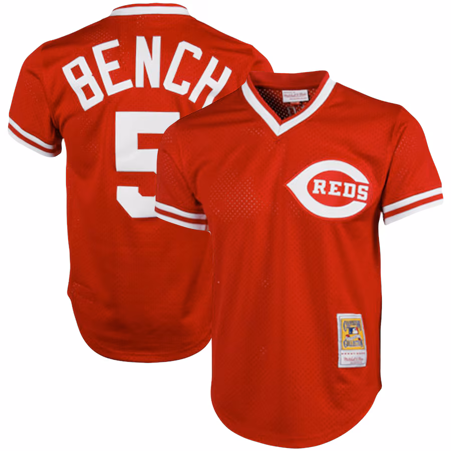Men's Cincinnati Reds Johnny Bench Mitchell & Ness Red Cooperstown Collection Big & Tall Mesh Batting Practice Jersey - Jersey