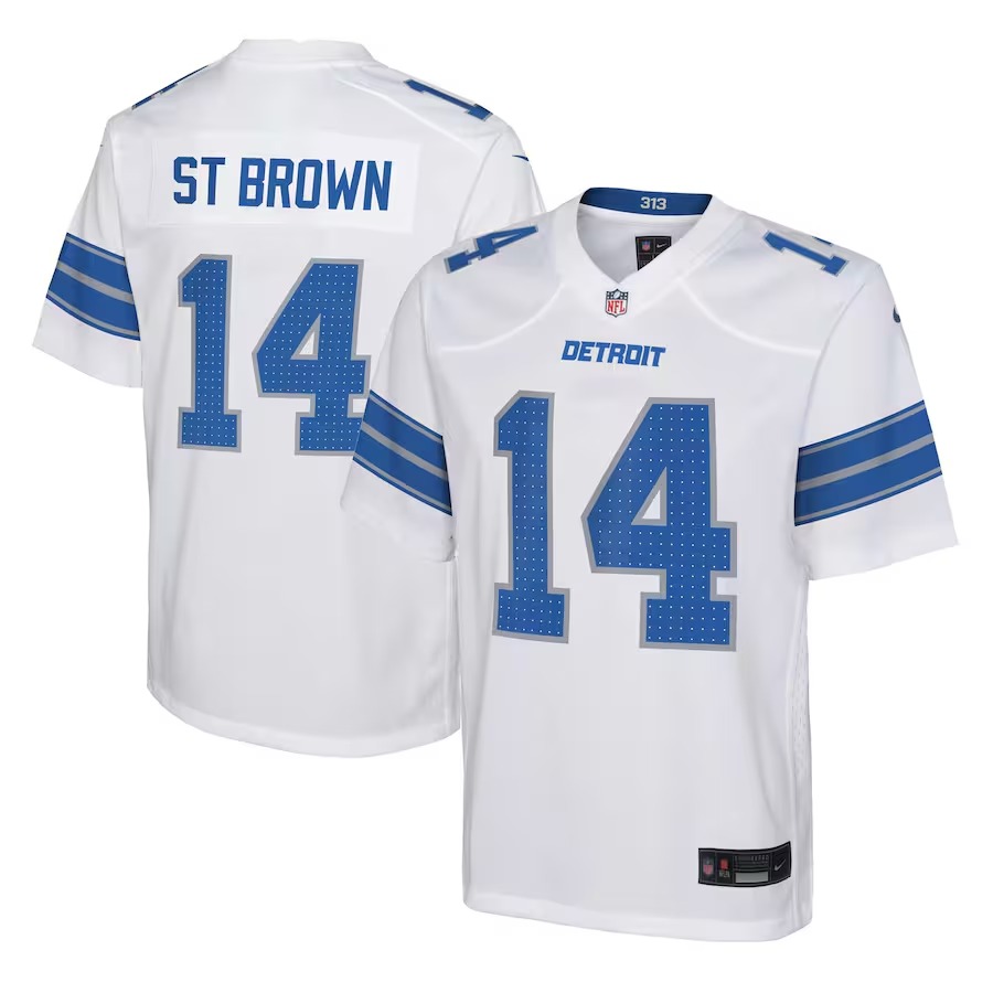 Youth Detroit Lions Amon-Ra St. Brown Nike White Player Game Jersey - Jersey