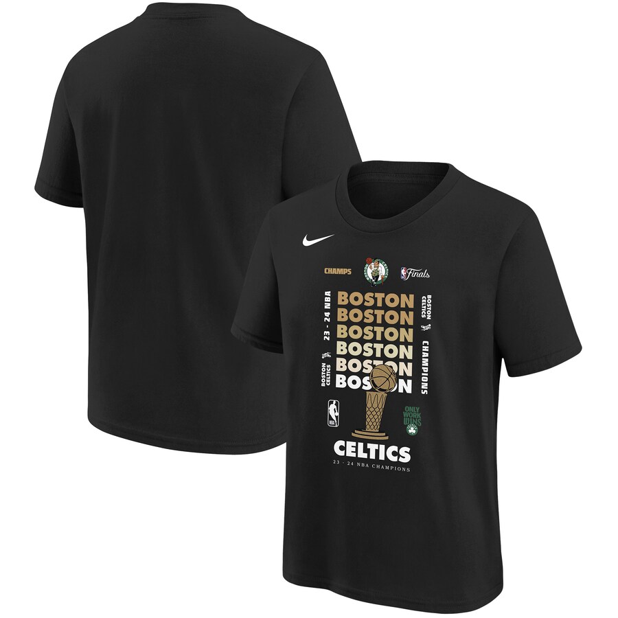 Youth Boston Celtics Nike Black 2024 NBA Finals Champions Expressive T-Shirt - Jersey