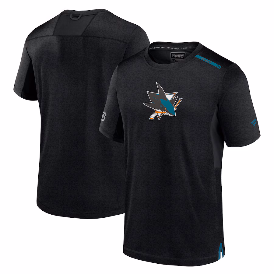 Men's San Jose Sharks Fanatics Black Authentic Pro Performance T-Shirt - Jersey