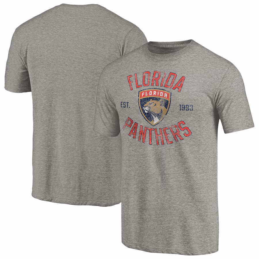 Men's Florida Panthers Ash Heritage Tri-Blend T-Shirt - Jersey