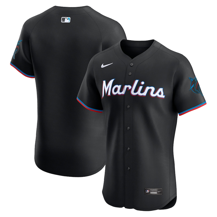 Men's Miami Marlins  Nike Black Alternate Vapor Premier Elite Patch Jersey - Jersey