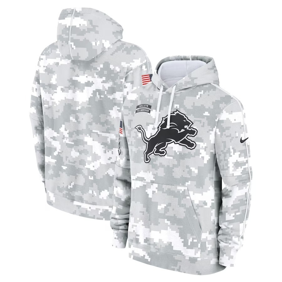 Men's Detroit Lions Nike Arctic Camo 2024 Salute To Service Big & Tall Club Fleece Pullover Hoodie - Jersey