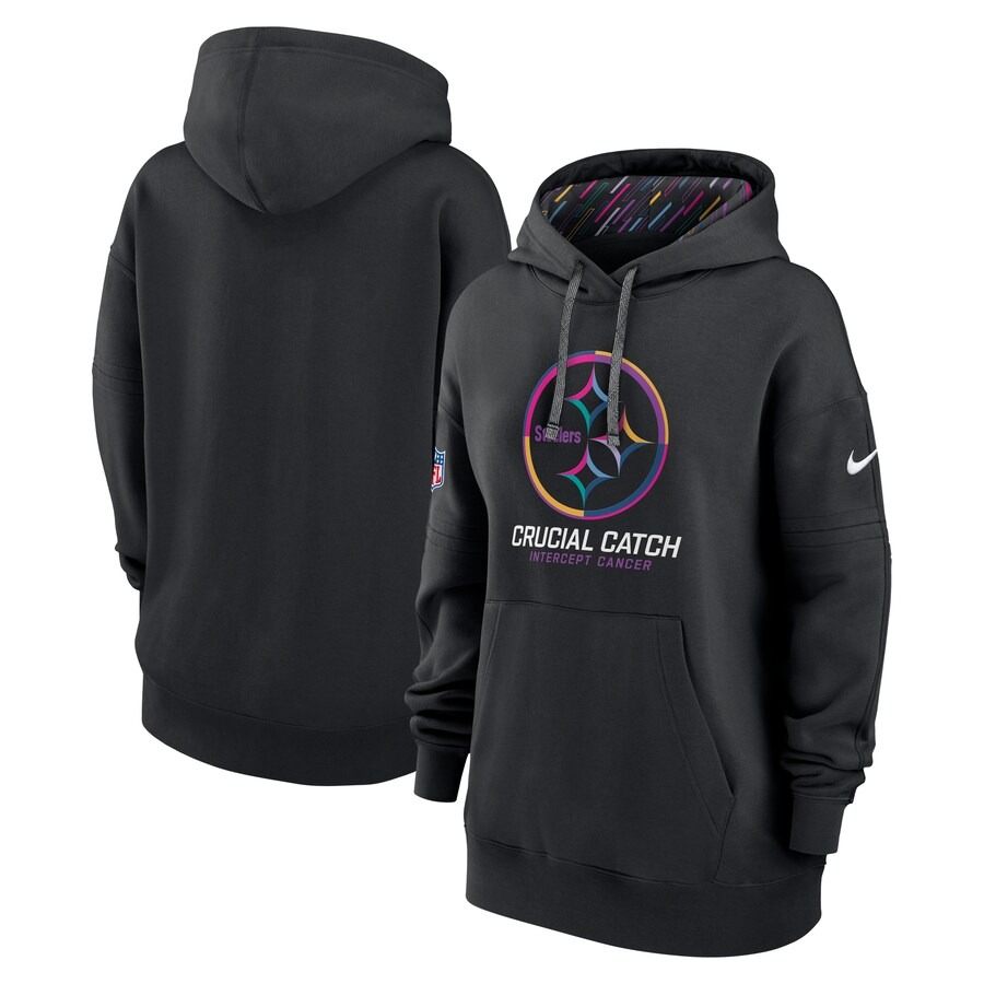 Women's Pittsburgh Steelers  Nike Black 2024 NFL Crucial Catch Club Pullover Hoodie - Jersey