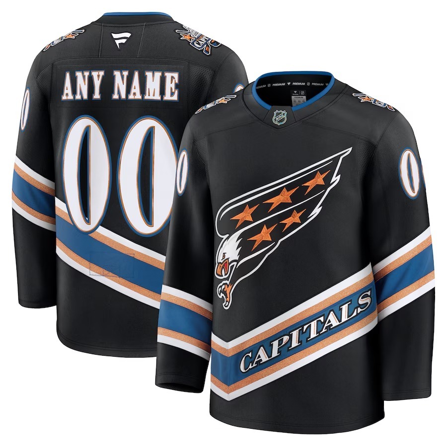 Men's Washington Capitals Fanatics Black Alternate 50th Anniversary Premium Custom Jersey - Jersey