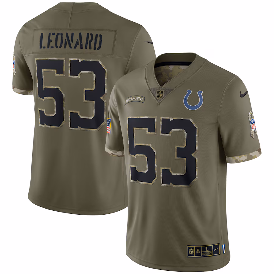Men's Indianapolis Colts Shaquille Leonard Nike Olive Salute To Service Limited Jersey - Jersey