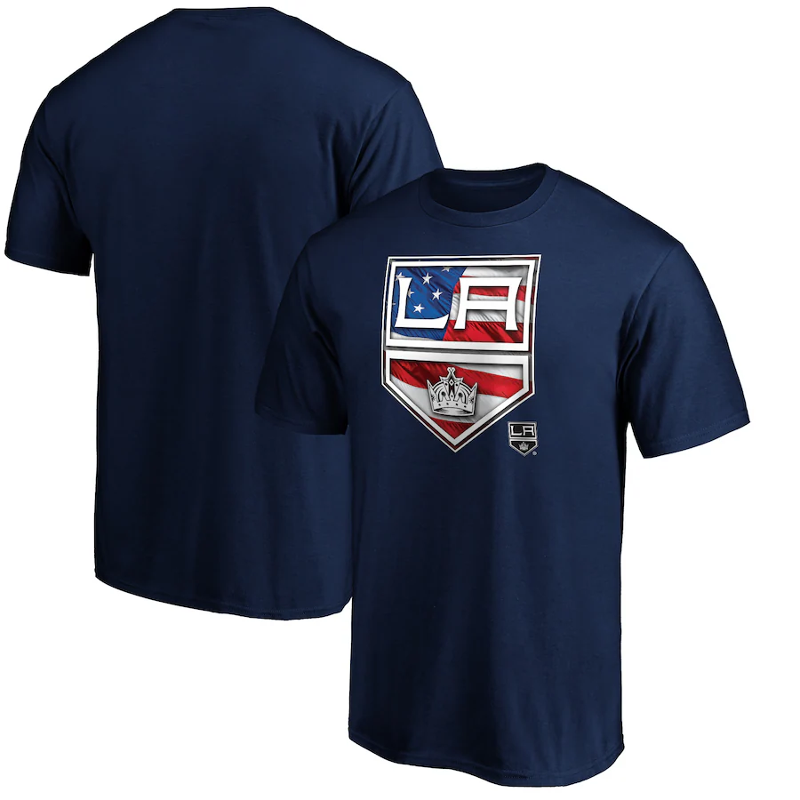 Men's Los Angeles Kings Navy Banner Wave Logo T-Shirt - Jersey