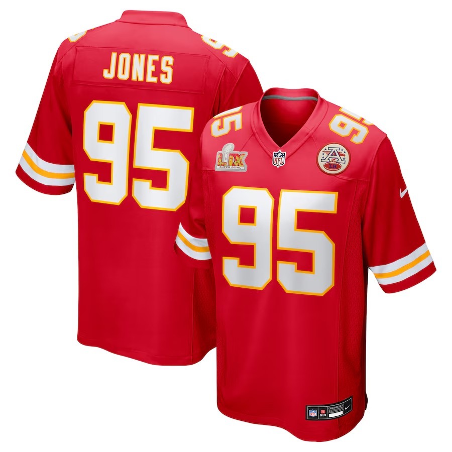 Men's Kansas City Chiefs Chris Jones Nike Red Super Bowl LIX Game Jersey - Jersey