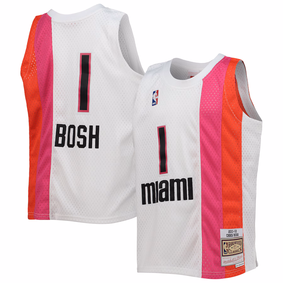 Youth Miami Heat Chris Bosh Mitchell & Ness White 2011/12 Hardwood Classics Swingman Jersey - Jersey