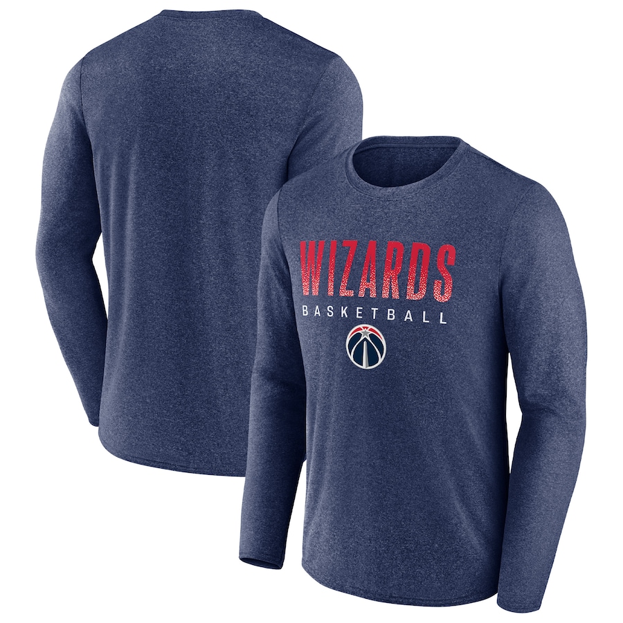 Men's Washington Wizards Fanatics Heathered Navy Where Legends Play Iconic Practice Long Sleeve T-Shirt - Jersey