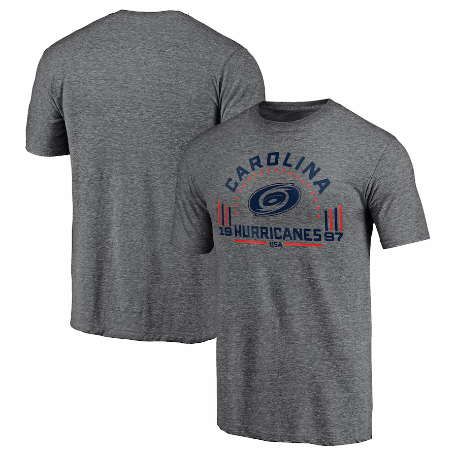 Men's Carolina Hurricanes Heathered Gray Team Freedom Tri-Blend T-Shirt - Jersey